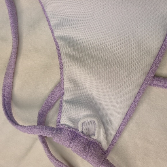 2/$25-Skinny Dip High Waist Colorblock Bottom & Textured Crossback Top Purple - Picture 11 of 12